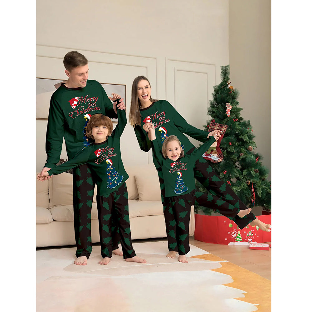 Green Tree Merry Christmas Family Pajamas 90Y-197