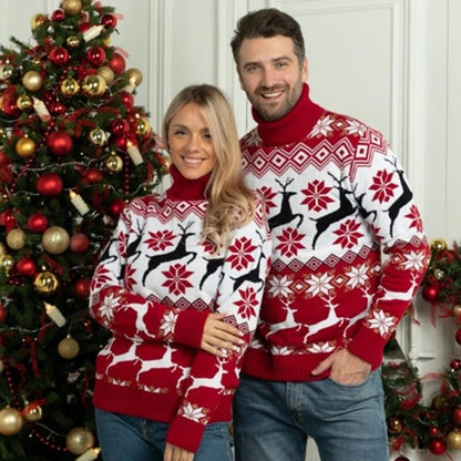 Reindeer Matching Couple Turtleneck Xmas Sweaters 90Y-199