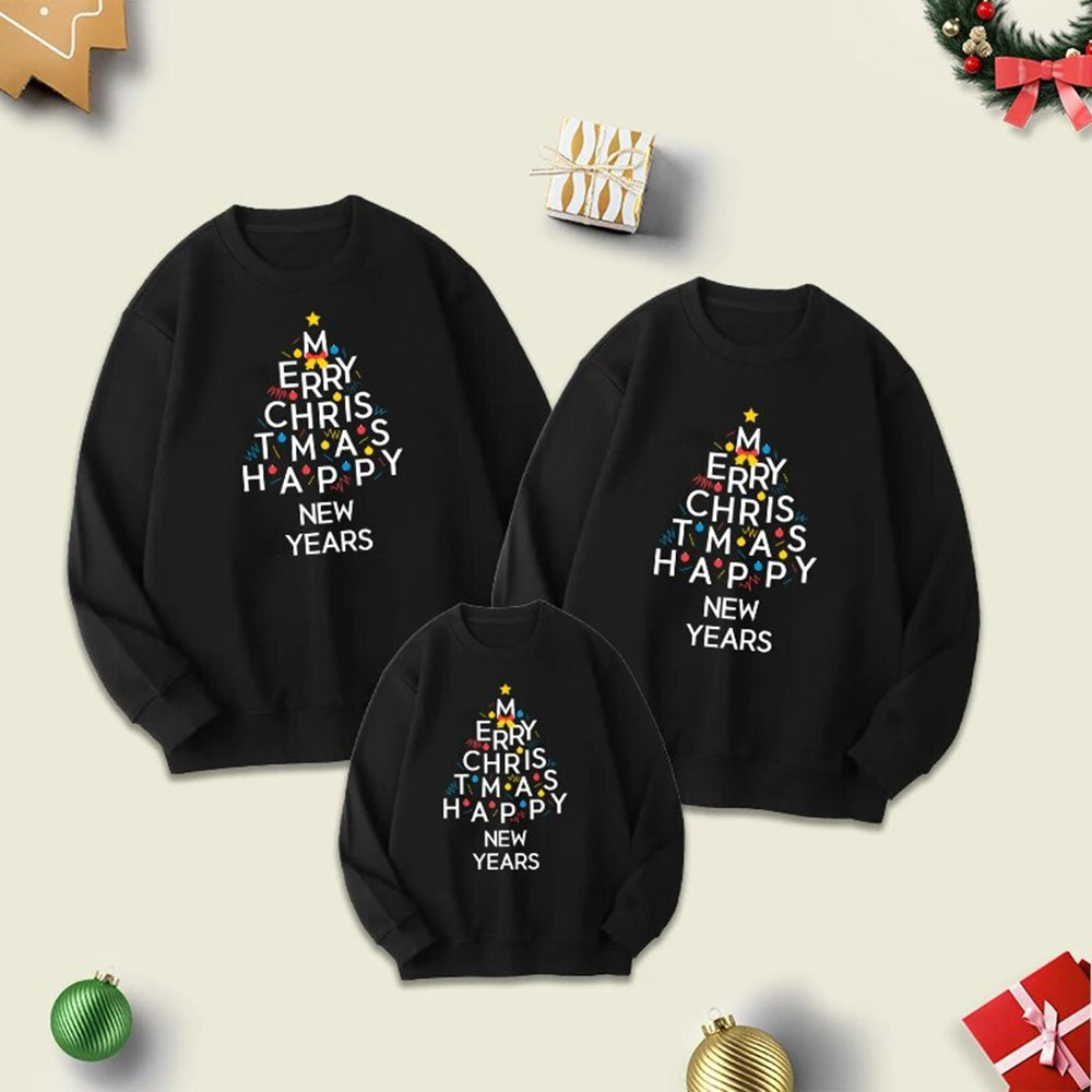 Merry Xmas Happy New Year Family Sweatshirts 90Y-210