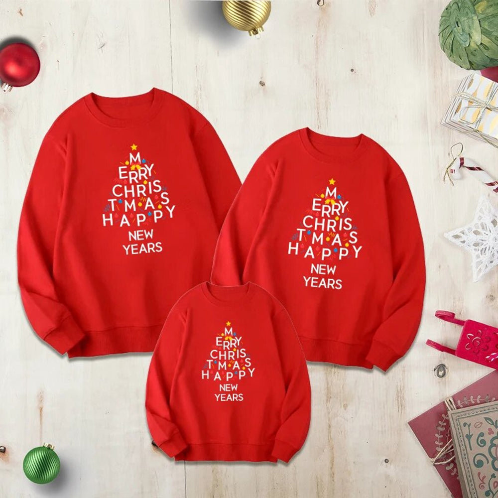 Merry Xmas Happy New Year Family Sweatshirts 90Y-210