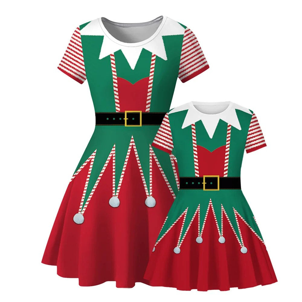 Elf Christmas Dress for Mom & Daugher 90Y-220