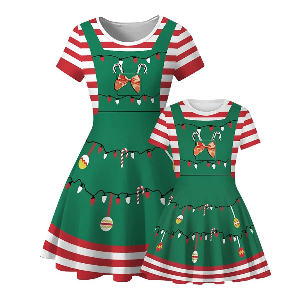 Elf Christmas Dress for Mom & Daugher 90Y-220