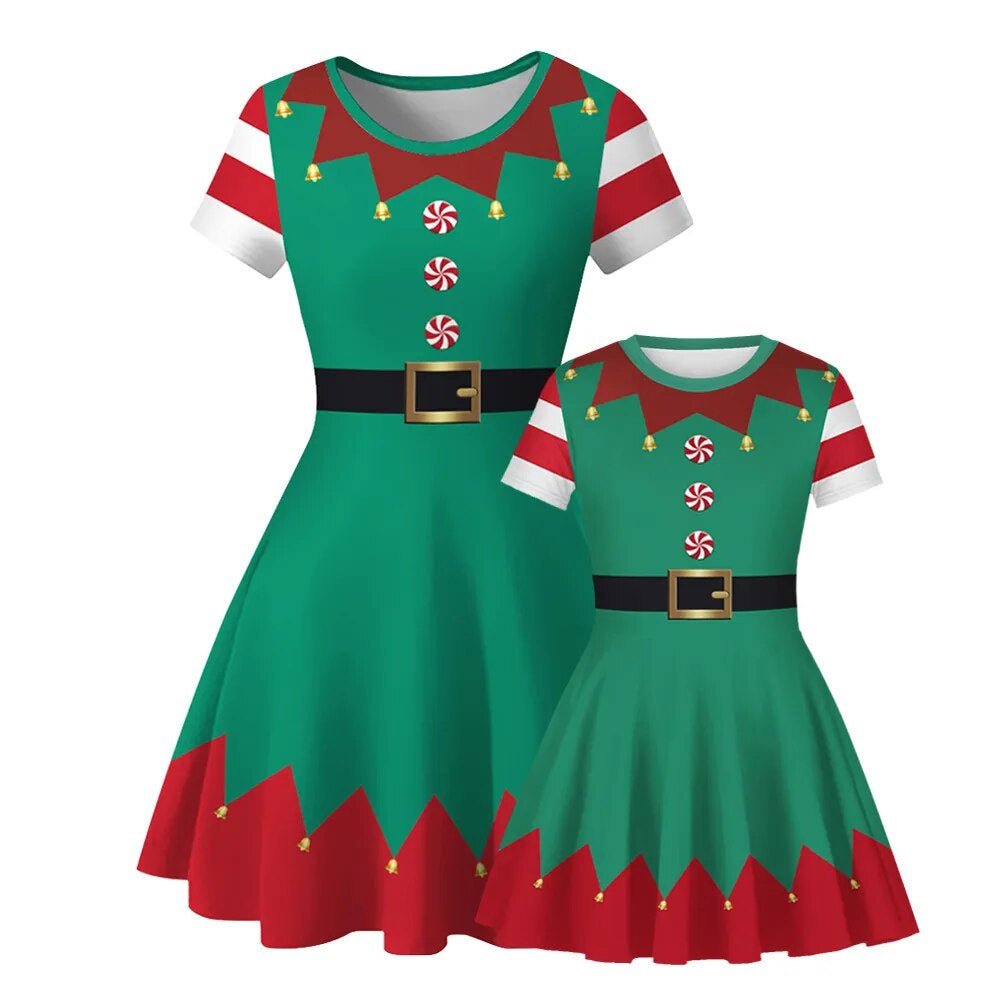 Elf Christmas Dress for Mom & Daugher 90Y-220