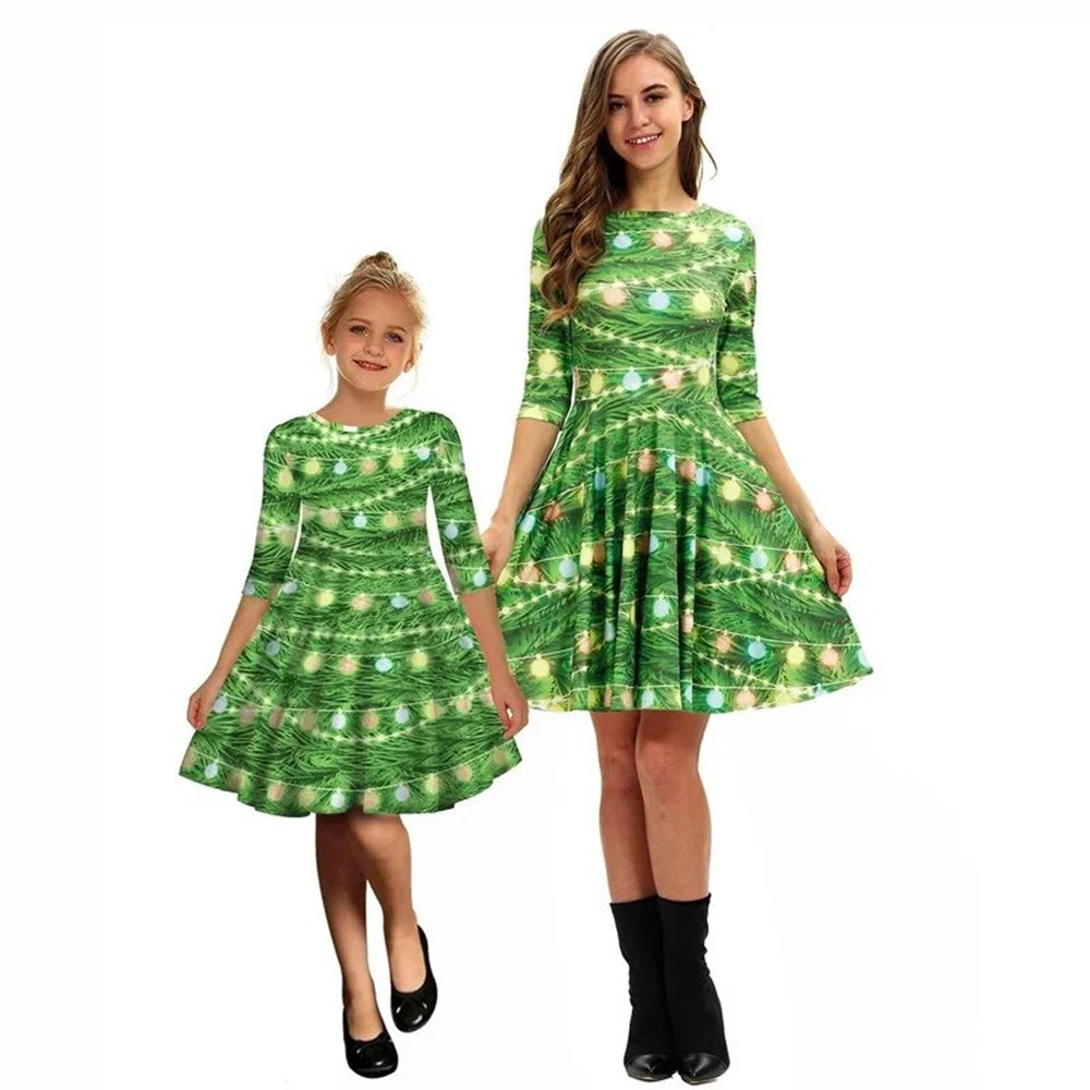 Christmas Tree Mother Daugher Matching Dresses 90Y-225