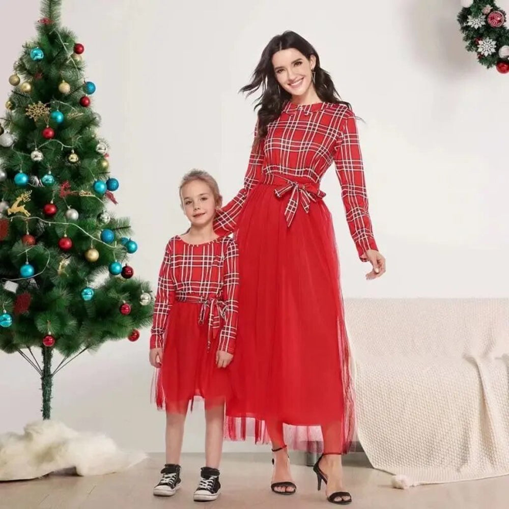 Red Striped Christmas Dresses for Mother & Daugher 90Y-226