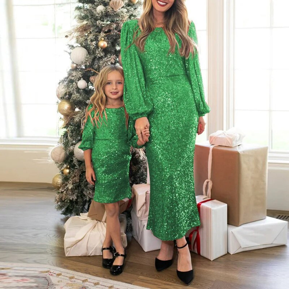 Christmas Sequin Dresses For Mom & Daugher 90Y-227