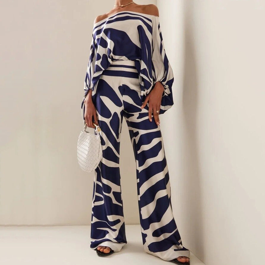 Wide Leg Pant Suit 90Y-58 blue