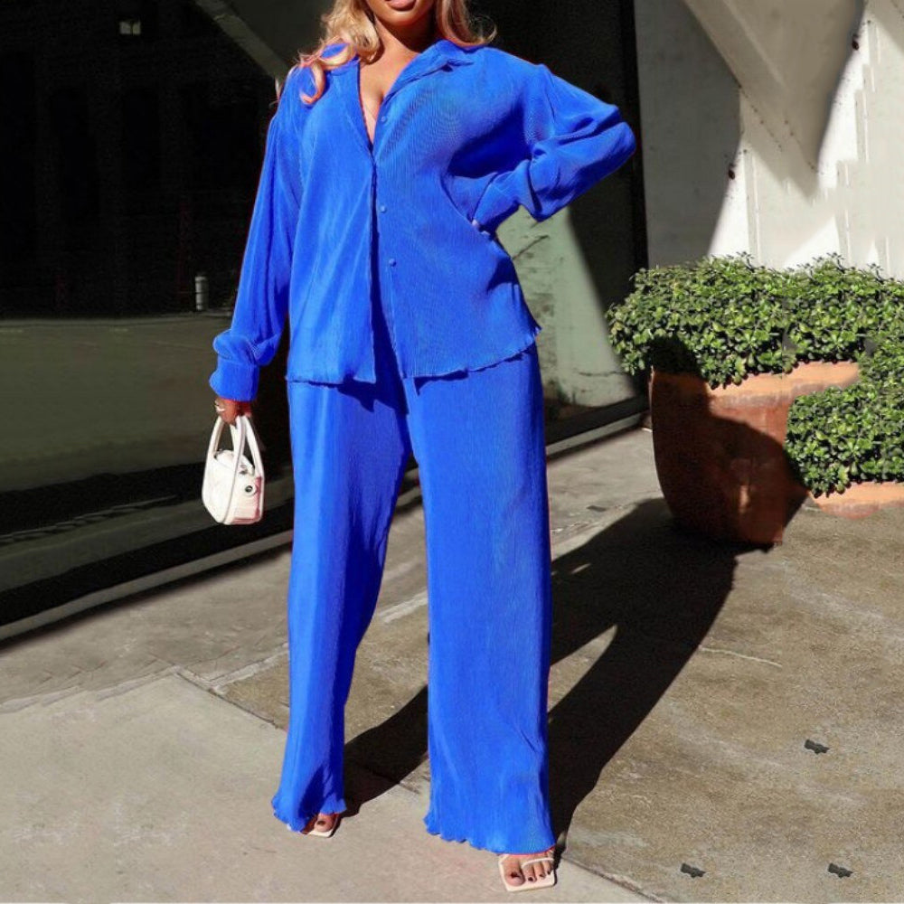 Wide Leg Pant Suit 90Y-61 blue