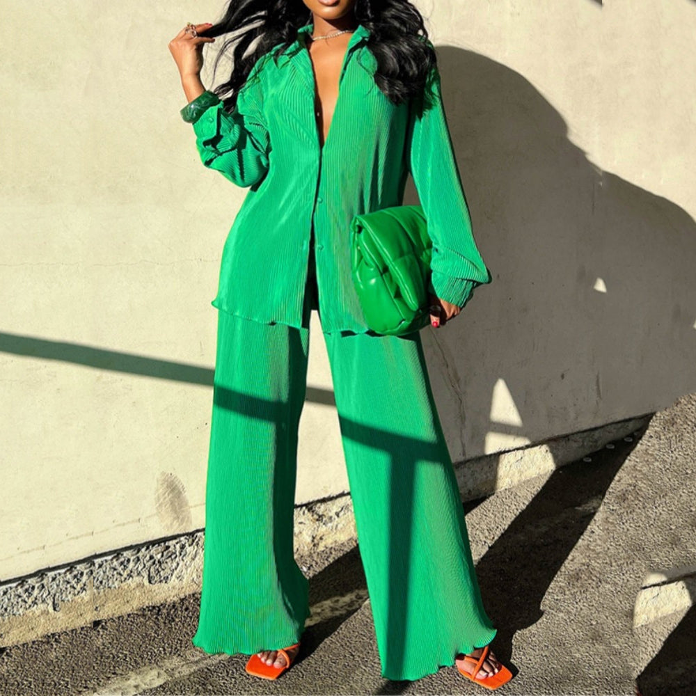 Wide Leg Pant Suit 90Y-61 green