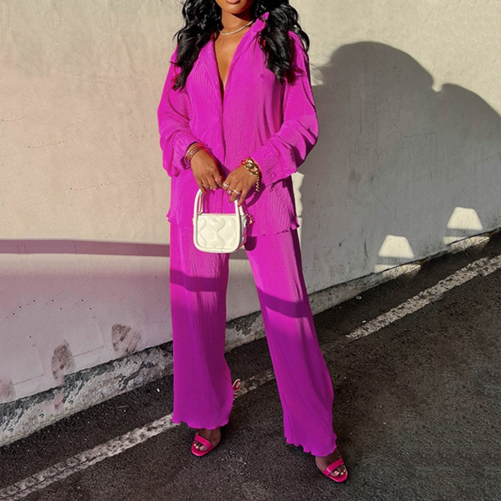 Wide Leg Pant Suit 90Y-61 rose