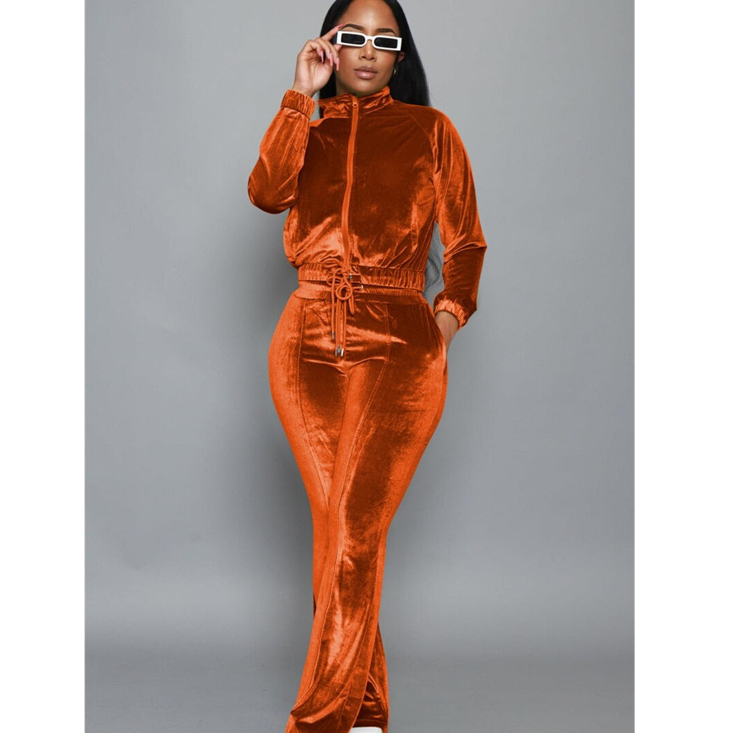 Velvet Pant Suit 90Y-63 orange