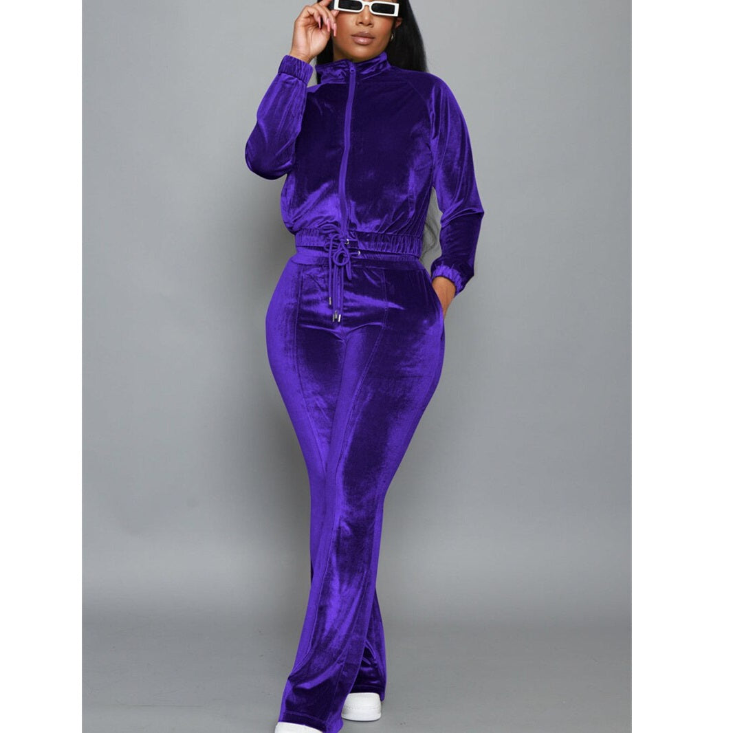 Velvet Pant Suit 90Y-63 purple