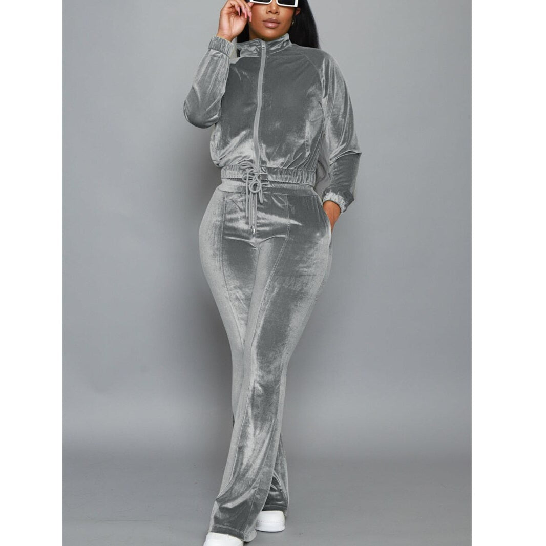 Velvet Pant Suit 90Y-63 silver