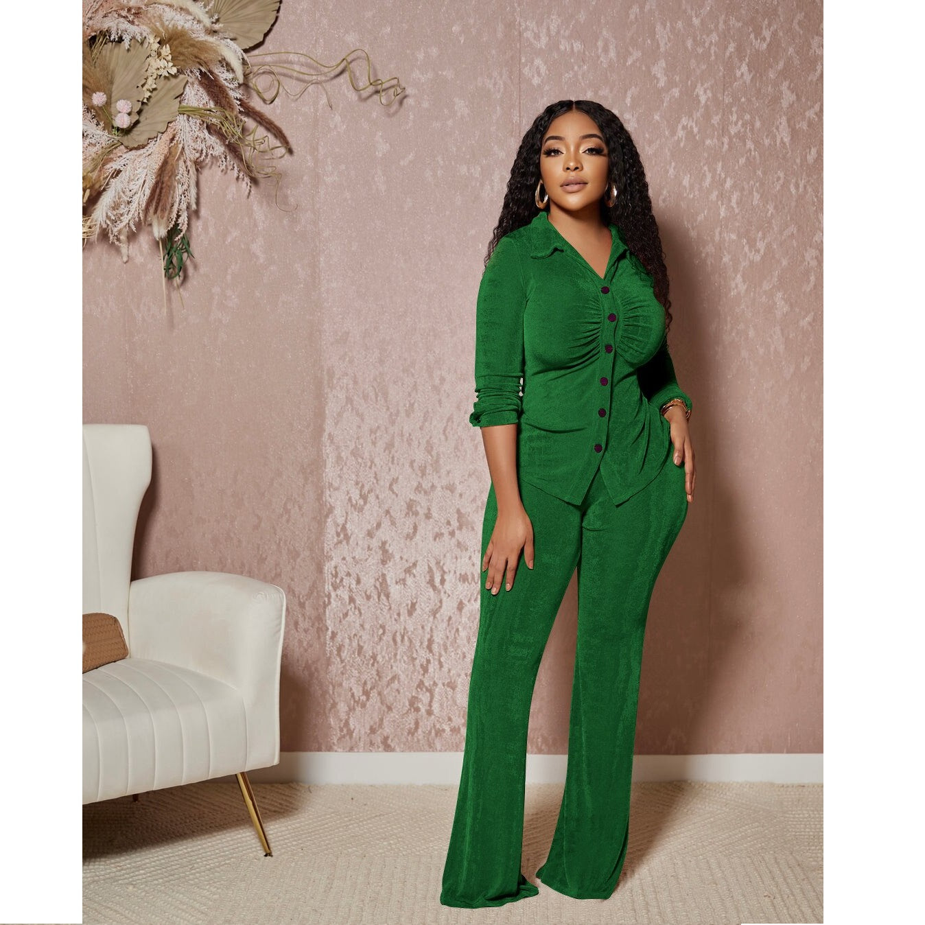 Velvet Pant Suit 90Y-66 green