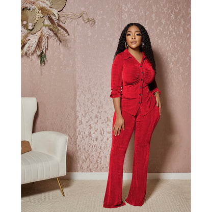 Velvet Pant Suit 90Y-66 red