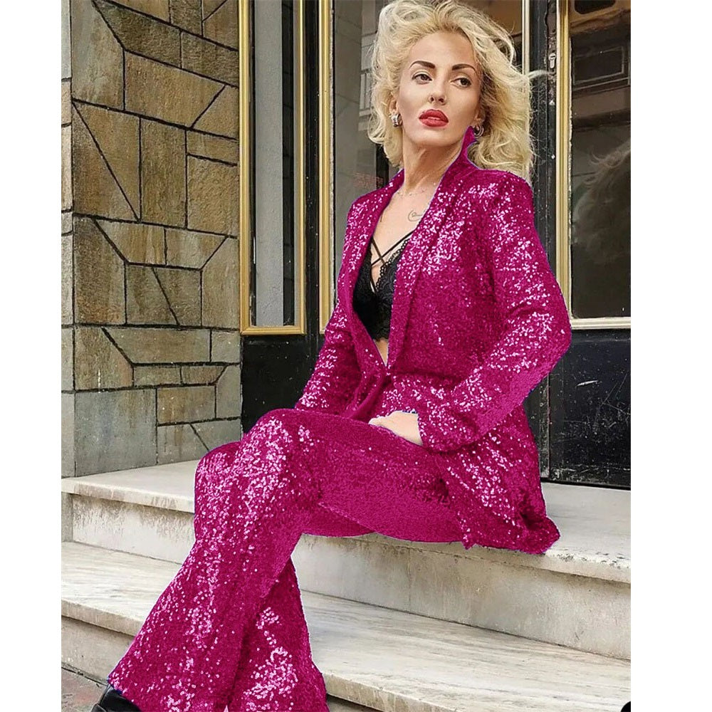 Sequin Pant Suit 90Y-67 rose