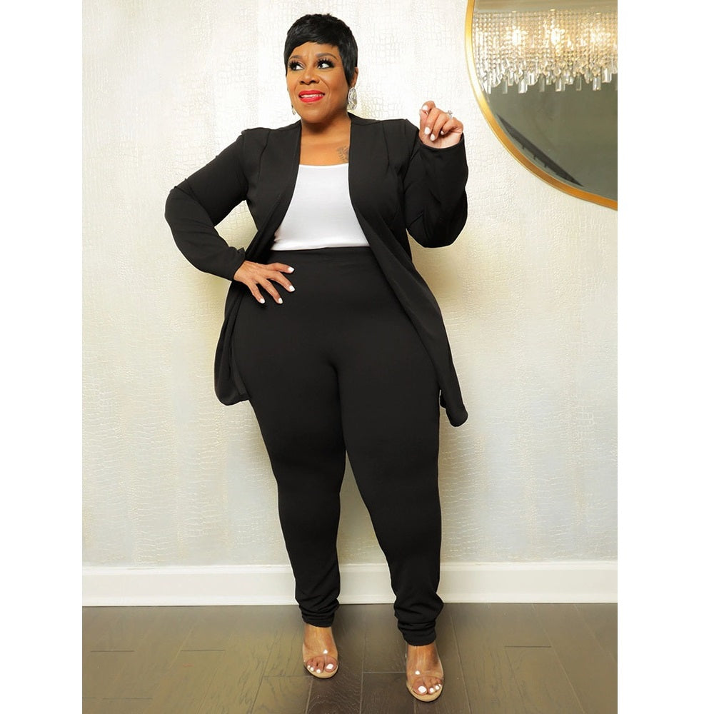 Plus Size Pant Suit 90Y-78  black