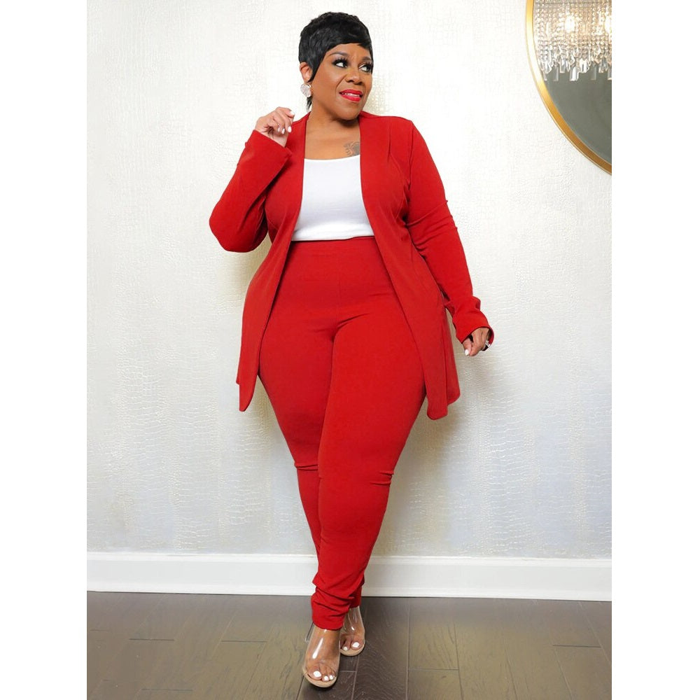 Plus Size Pant Suit 90Y-78  red