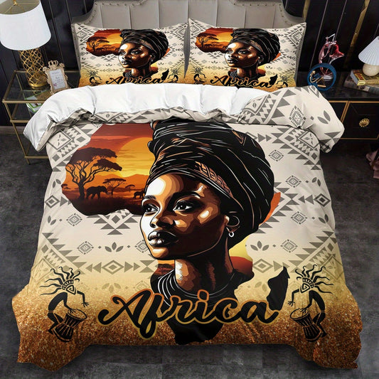 African Africa Black Woman Bedding Set
