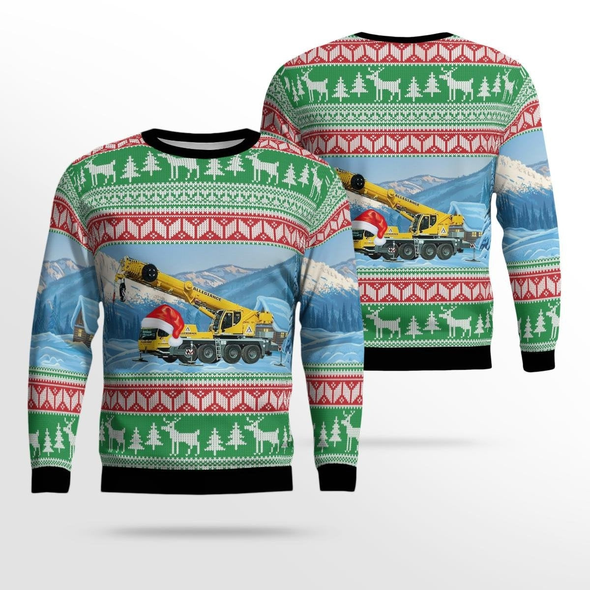 Allegiance Crane Truck Ugly Christmas Sweater