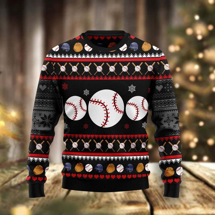 Baseball Balls Christmas Ugly Sweater