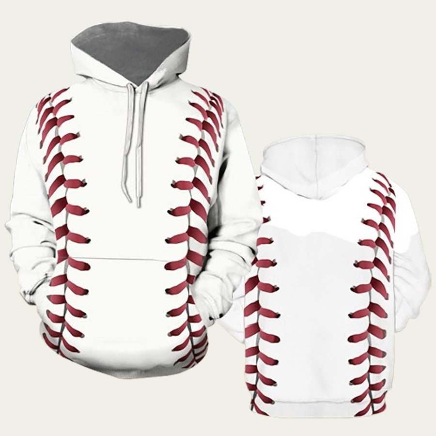 Baseball Stiches White Hoodie