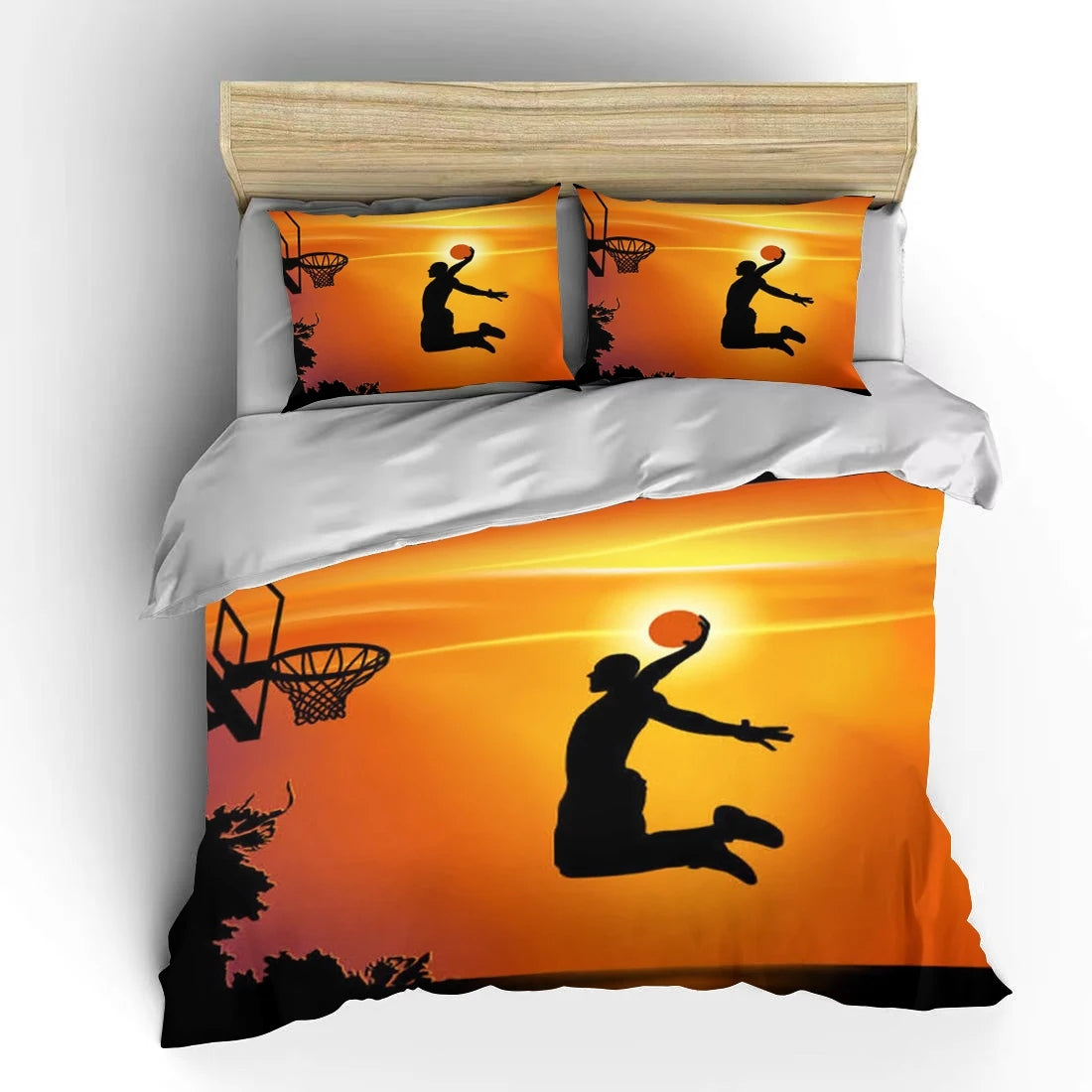 Basketball Player Shooting Slam Dunk Bedding Set
