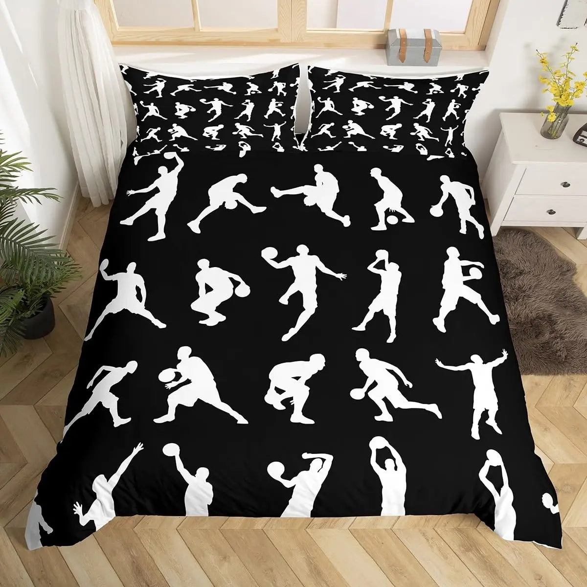 Basketball Player Sihouette Bedding Set