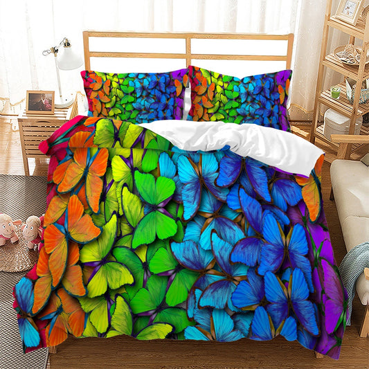 Beautiful Rainbow Butterfly Bedding Set