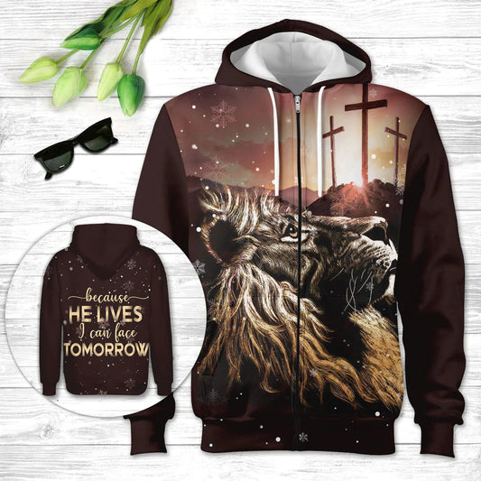 Because He Lives I Can Face Tomorrow Christian God Jesus Hoodie