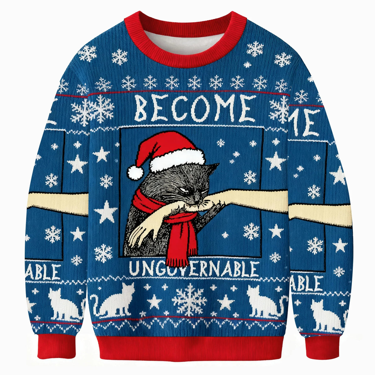 Become Ungovernable Cat Meme Christmas Ugly Sweater