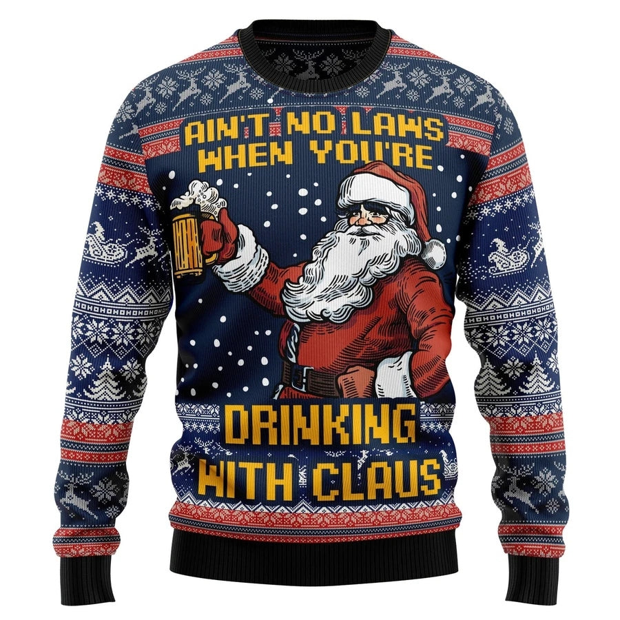 Beer Drinking With Claus Ugly Christmas Sweater