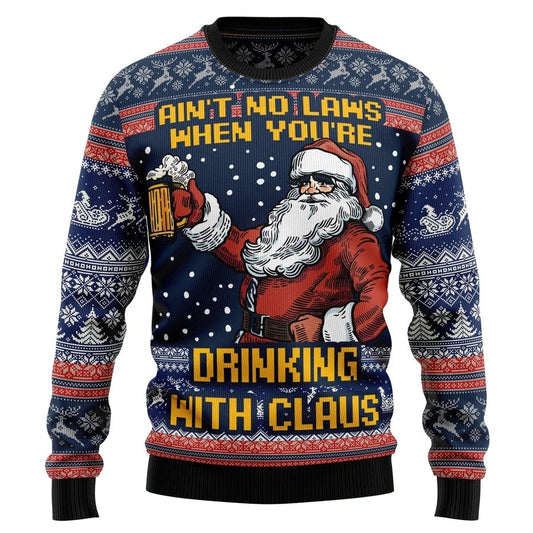 Beer Drinking With Claus Ugly Christmas Sweater