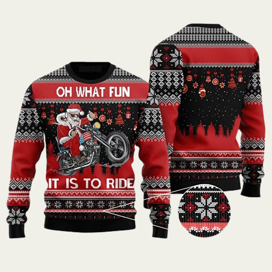 Biker Motorcycle Lover Santa Claus Ugly Christmas Sweater