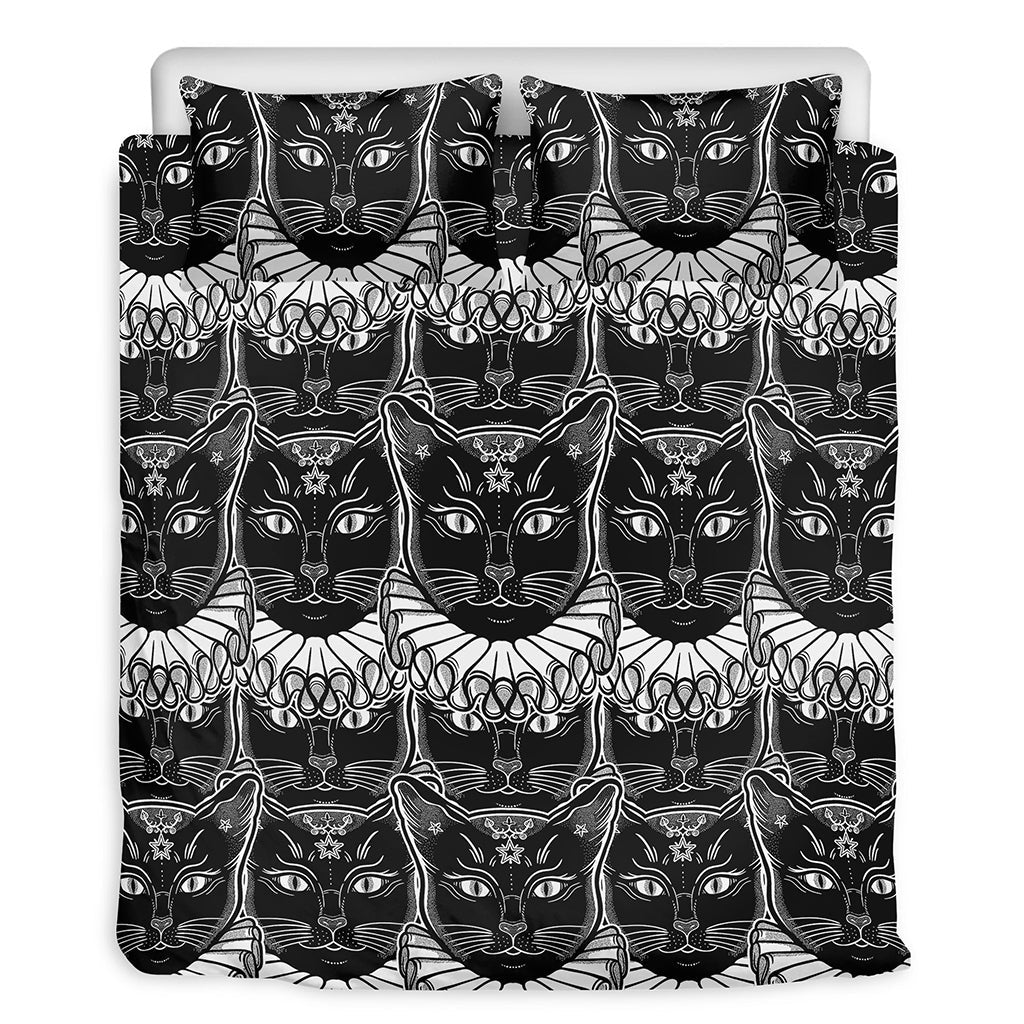 Black And White Gothic Wiccan Cat Bedding Set