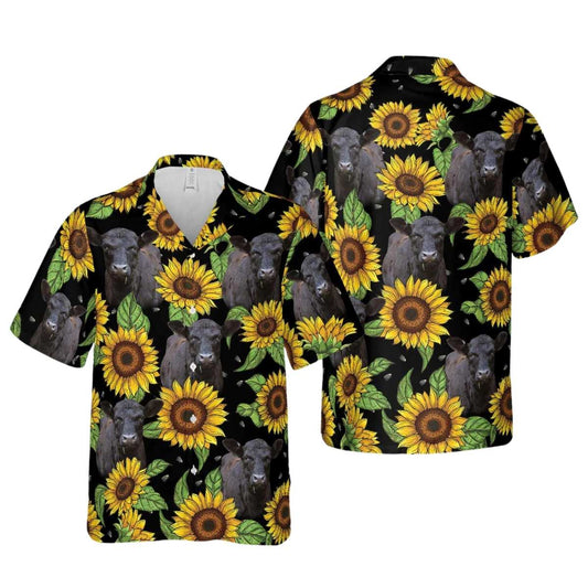 Black Angus Sunflower Hawaiian Shirt