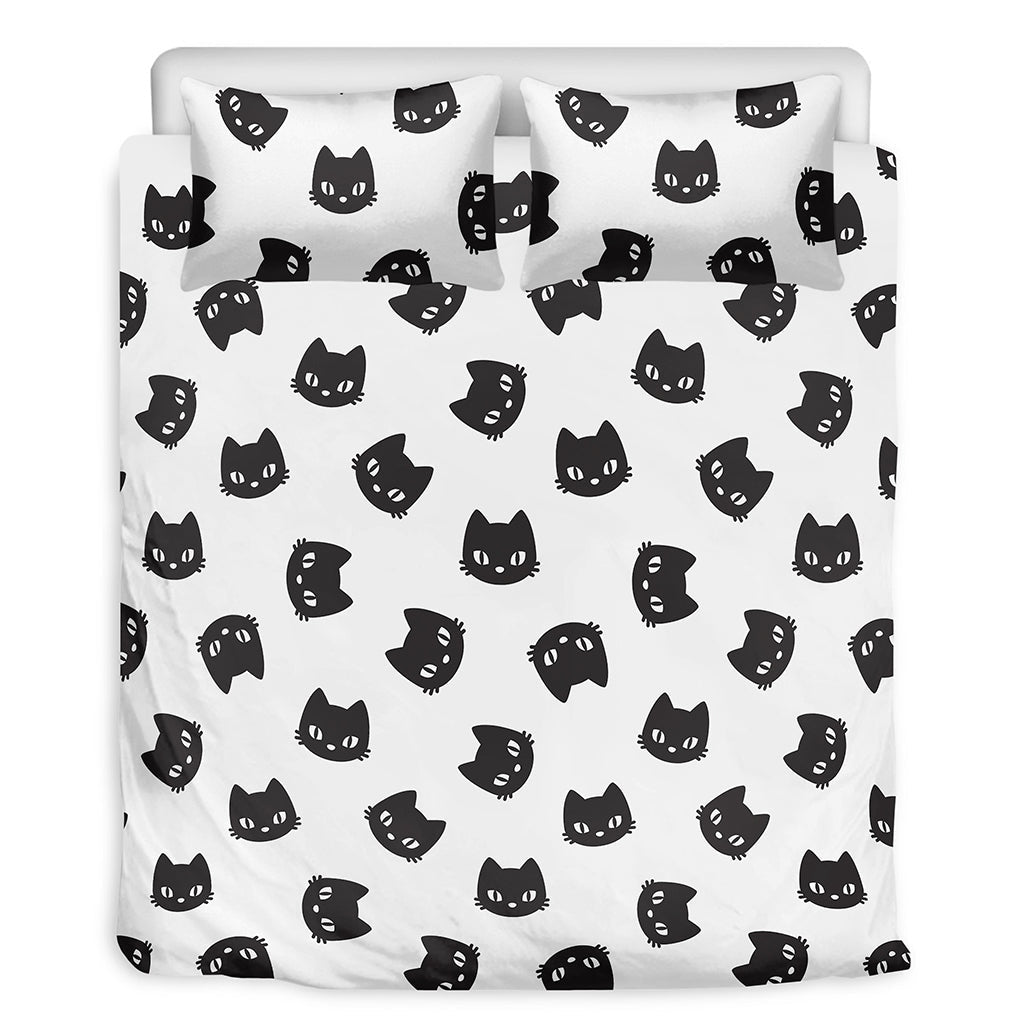Black Cat Head Pattern Bedding Set