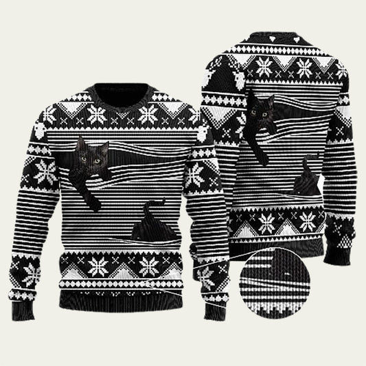 Black Cat Ugly Christmas Sweater