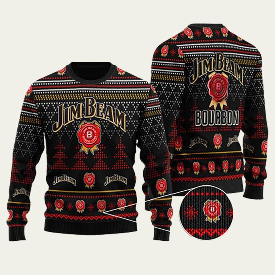Black Jim Beam Ugly Christmas Sweater