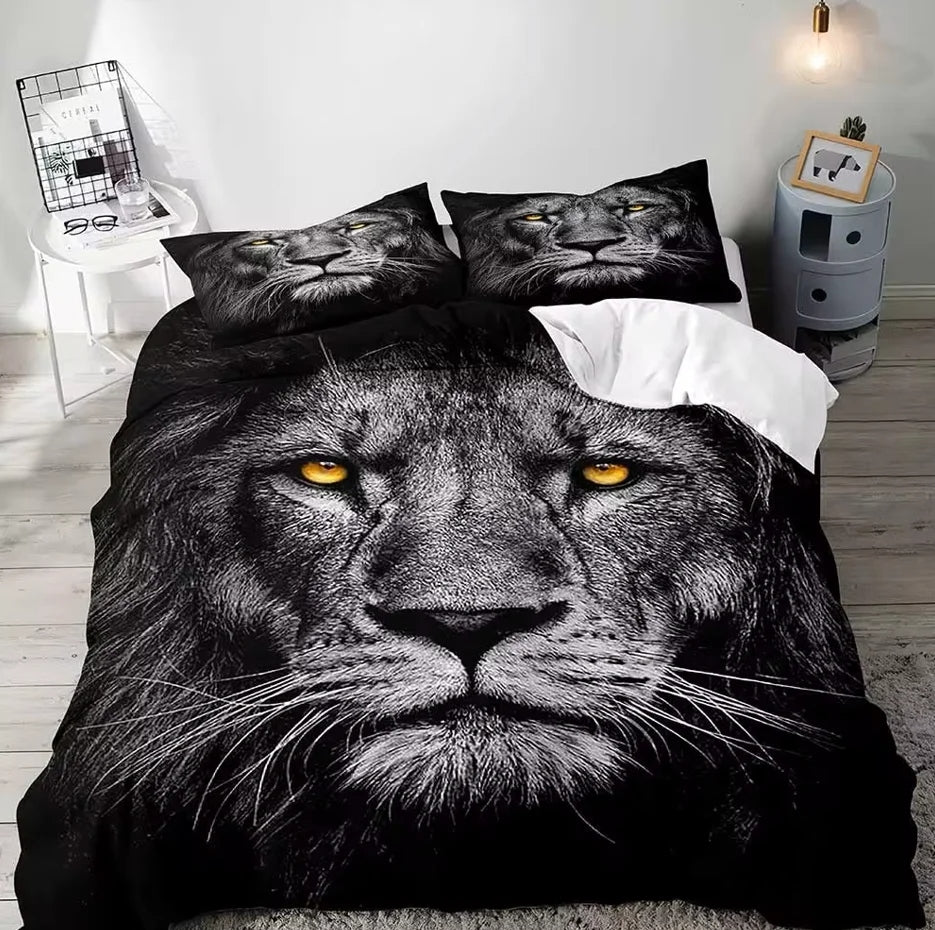 Black Lion Face Bedding Set