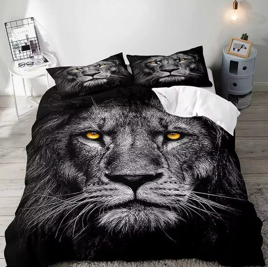 Black Lion Face Bedding Set