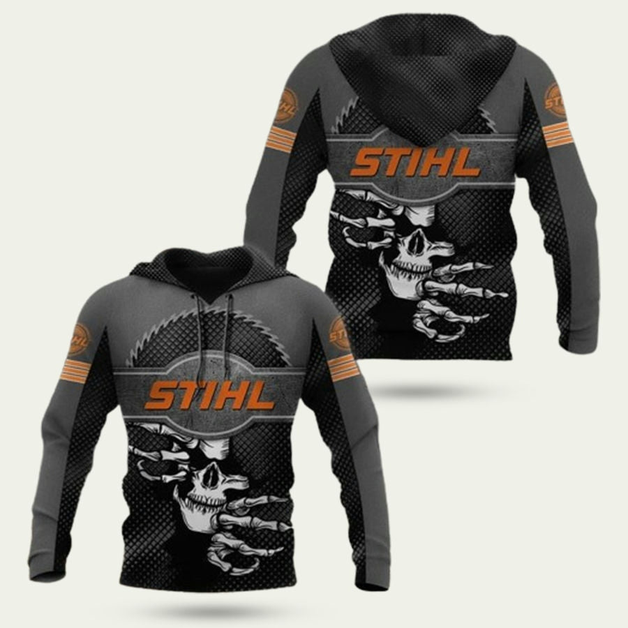 Black Skull Stihl Chainsaw Hoodie