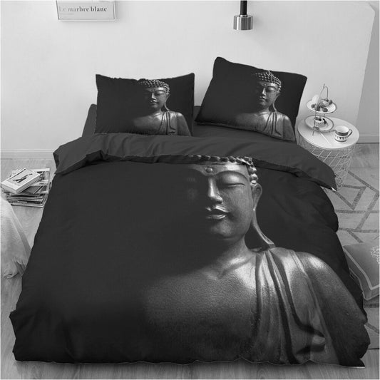 Black Smiling Buddha Bedding Set