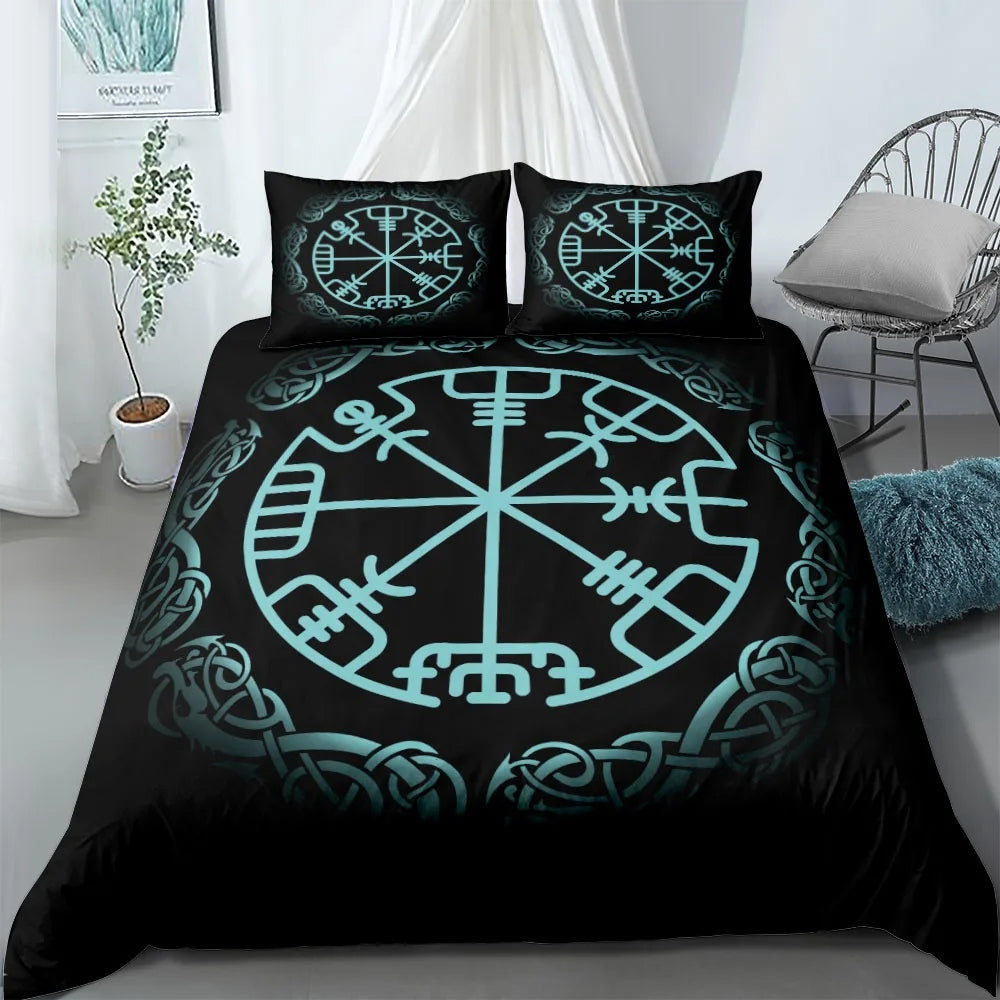 Black Vegvisir Norse Viking Bedding Set