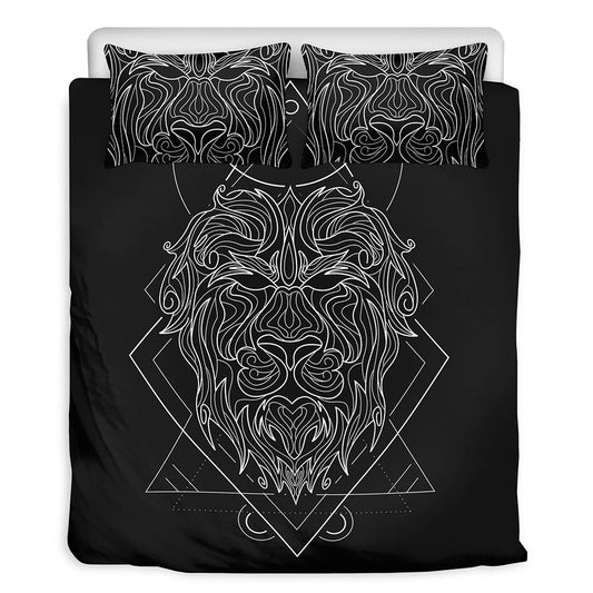 Black White Leo Sign Lion Bedding Set