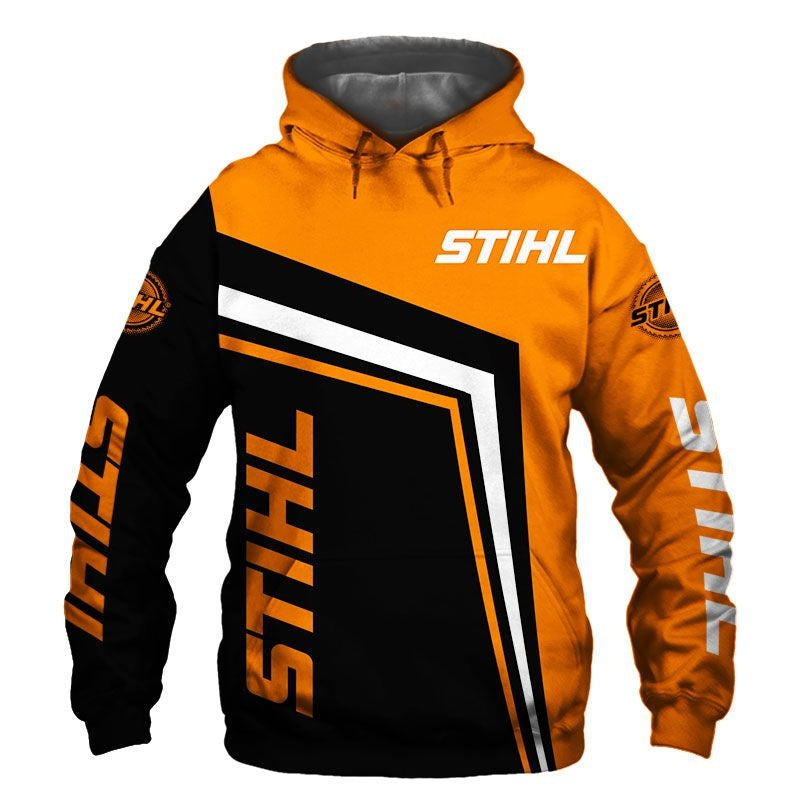 Black White Orange Classic Stihl Chainsaw Hoodie
