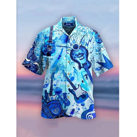 Blue Strumming Guitar Moods Hawaiian Shirt