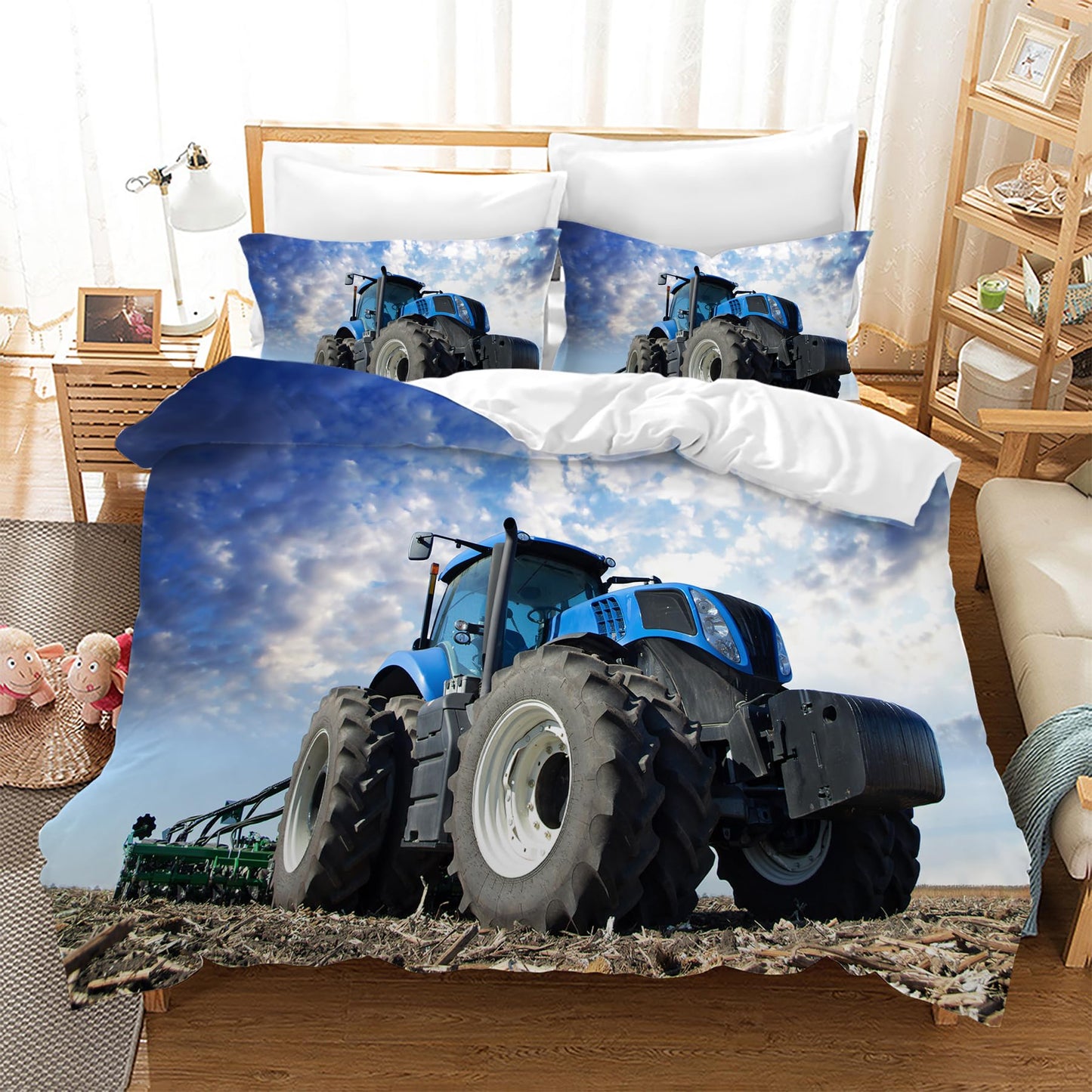 Blue Tractor Bedding Set