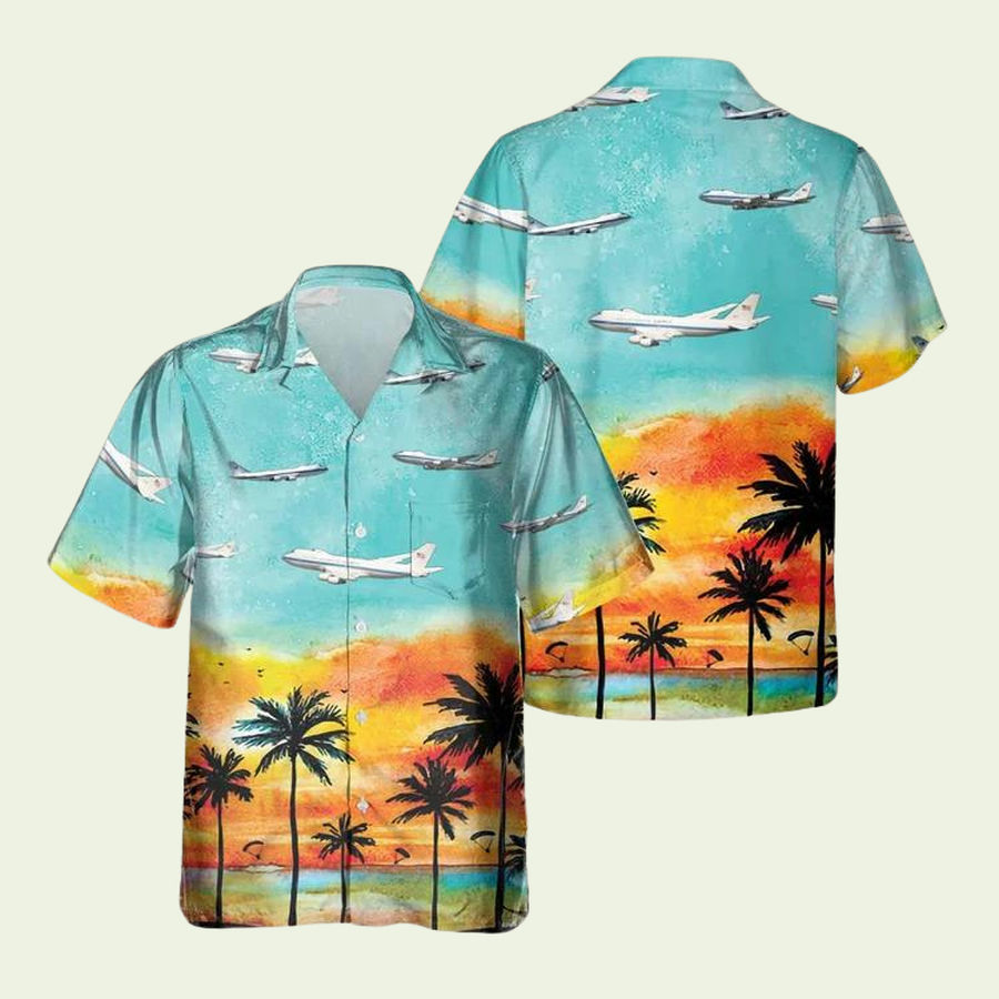 Boeing E4 E4 Aircraft Palm Tree Hawaiian Shirt