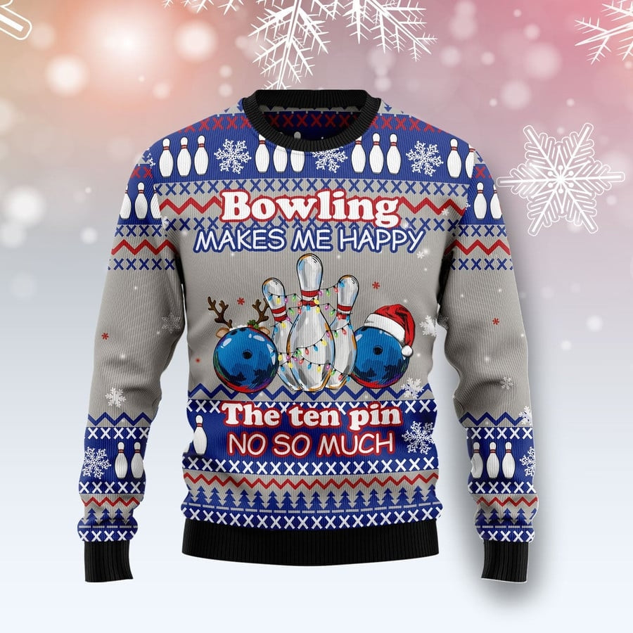 Bowling Make Me Happy Ugly Christmas Sweater